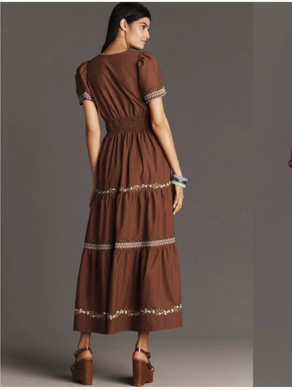 ANTHROPOLOGIE The Somerset Embroidered Maxi Dress in Brown Floral size XL - Picture 2 of 9